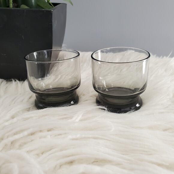 Smokey Gray Glass Whiskey Set of 2 - Picture 1 of 7